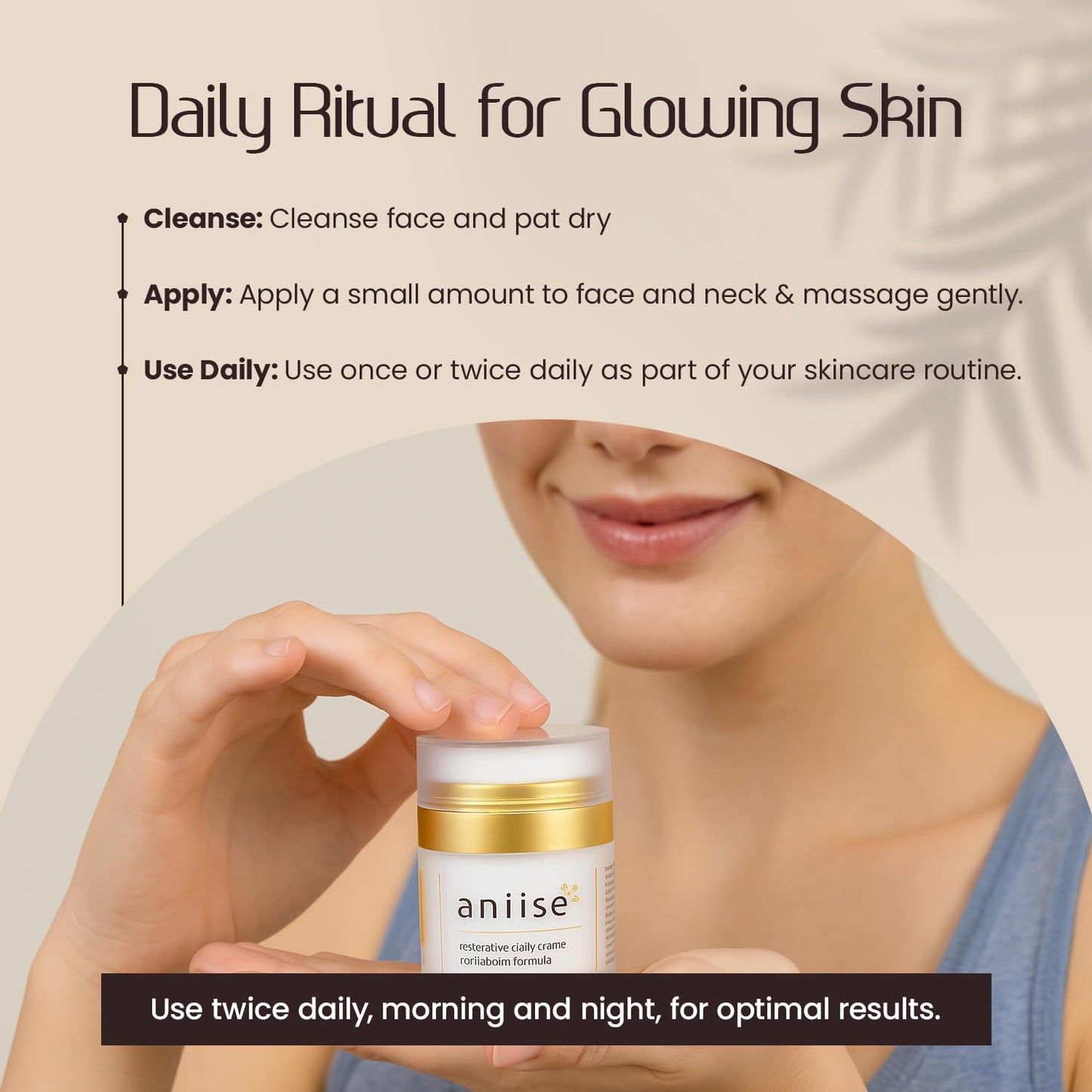 Aniise Restorative Face Cream with Vitamin E for Daily Use - Reduces Wrinkle, Hydrates and Refreshes Skin - Gentle Moisturizer, Normal Skin Formula - All Natural, Vegan 1 oz (Packaging May Vary)