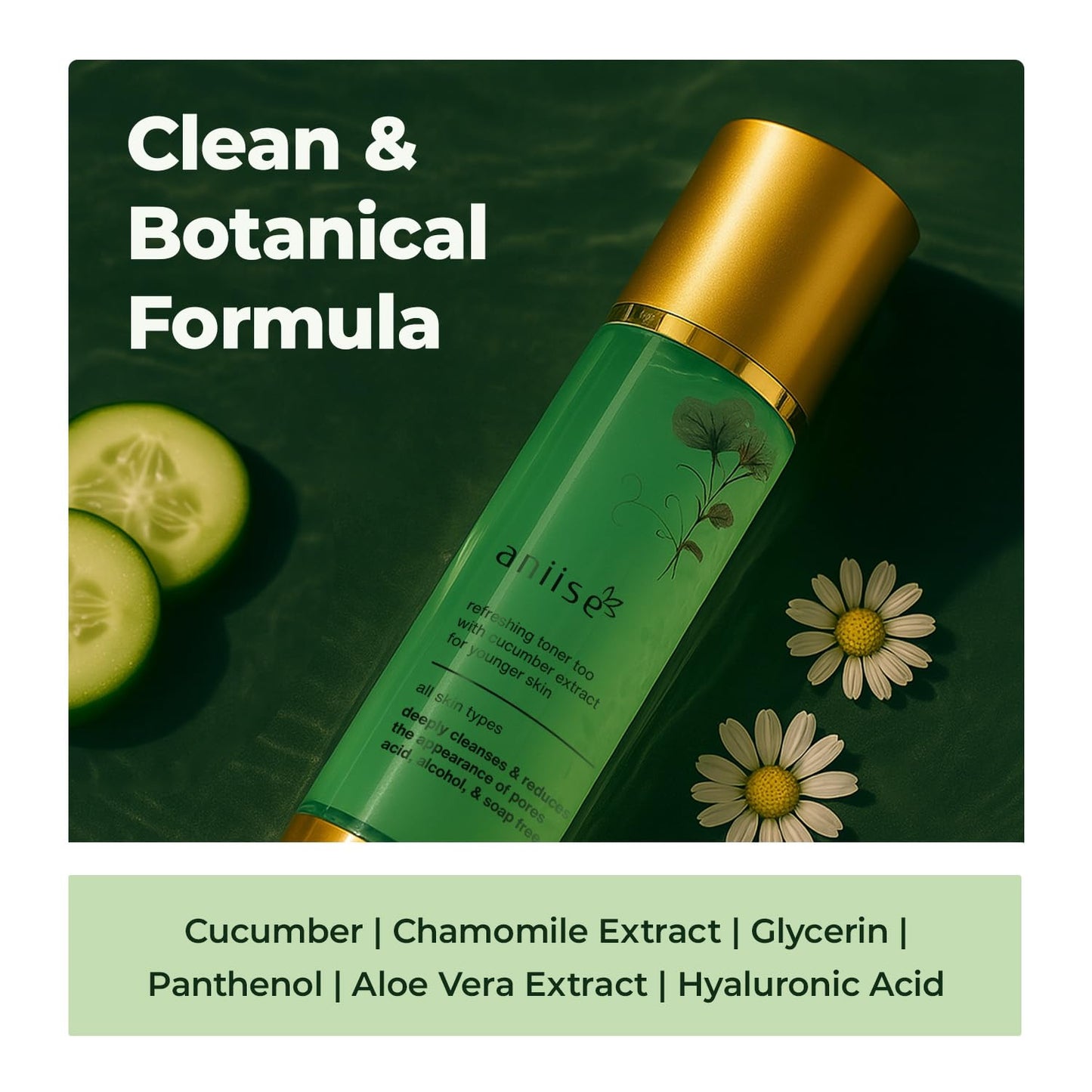 Refreshing Green Tea Extract Facial Toner – Purifies, Hydrates & Soothes for a Glowing Complexion – Fights Signs of Aging – Gentle Skin Care for All Skin Types – 1fl oz (30mL)