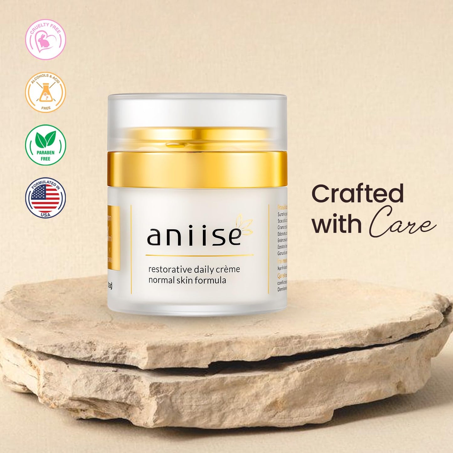 Aniise Restorative Face Cream with Vitamin E for Daily Use - Reduces Wrinkle, Hydrates and Refreshes Skin - Gentle Moisturizer, Normal Skin Formula - All Natural, Vegan 1 oz (Packaging May Vary)